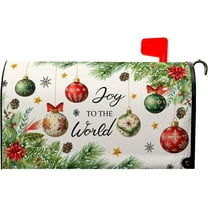 Christmas Winter Nativity Christian Mailbox Covers Magnetic Winter Xmas Jesus Joy to The World Mailbox Cover 21" X 18" Waterproof Red Ball Pine Mail Box Covers Magnetic Standard Size for Home Decor