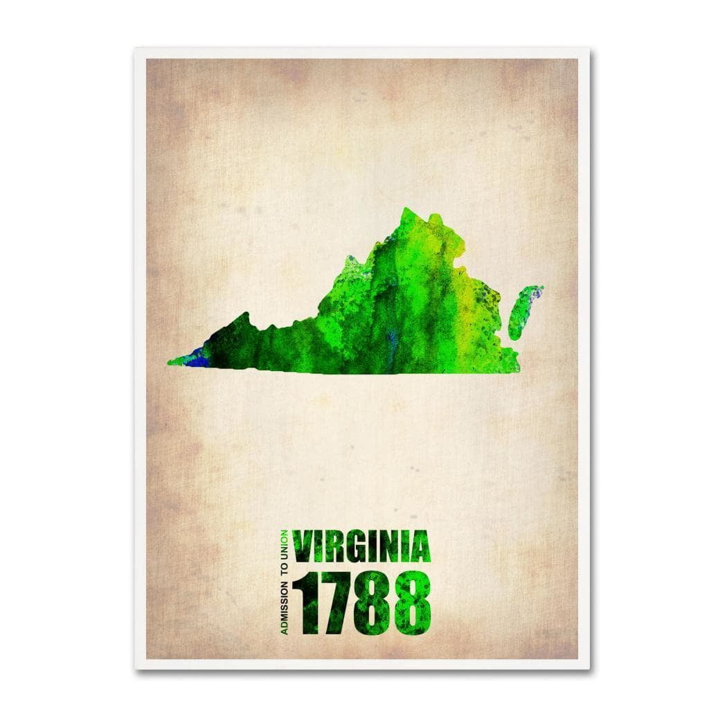 Trademark Fine Art "Virginia Watercolor Map" Canvas Art by Naxart