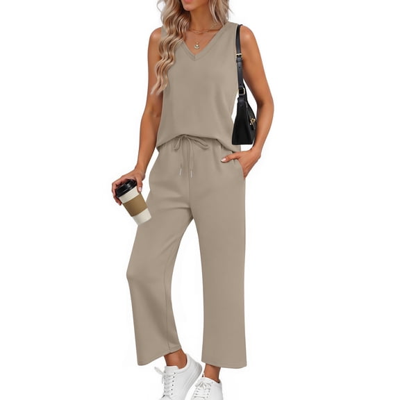 Fantaslook Womens Two Pieces Sets Summer Outfits Tank Tops and Wide Leg Pants Matching Sets Casual Loungewear