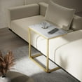 CShaped End Table Sofa Side Table for Couch Slide Under, Marble