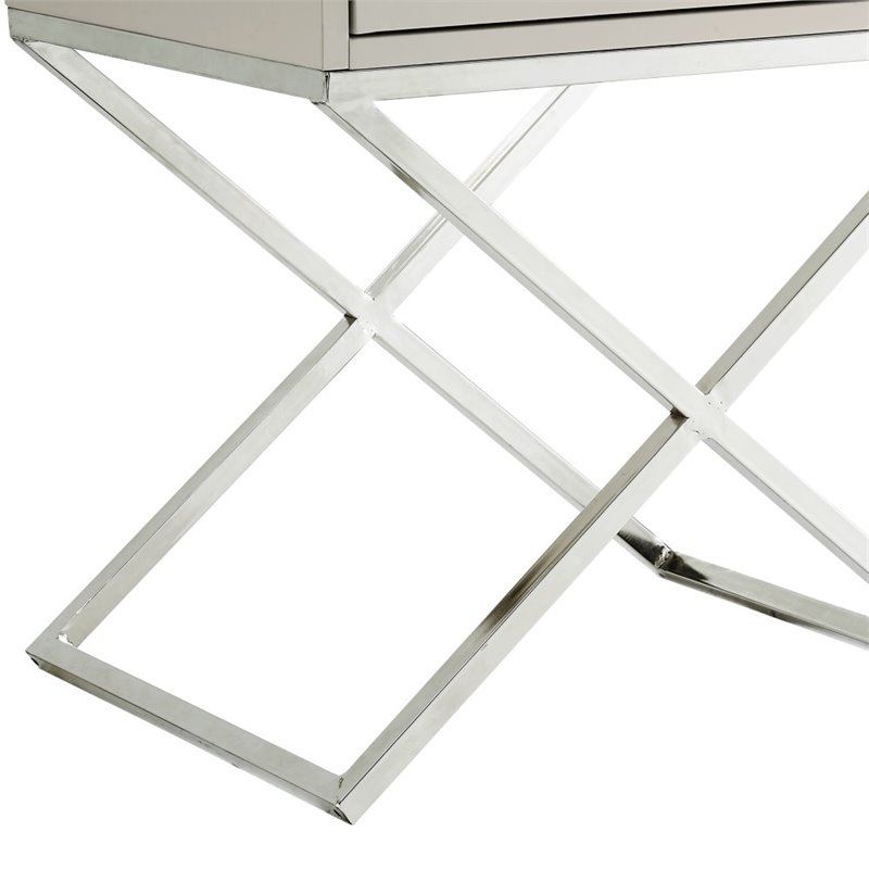 Posh Living Brianna 1 Drawer Nightstand With X Metal Legs In Gray Chrome Walmart Com Walmart Com