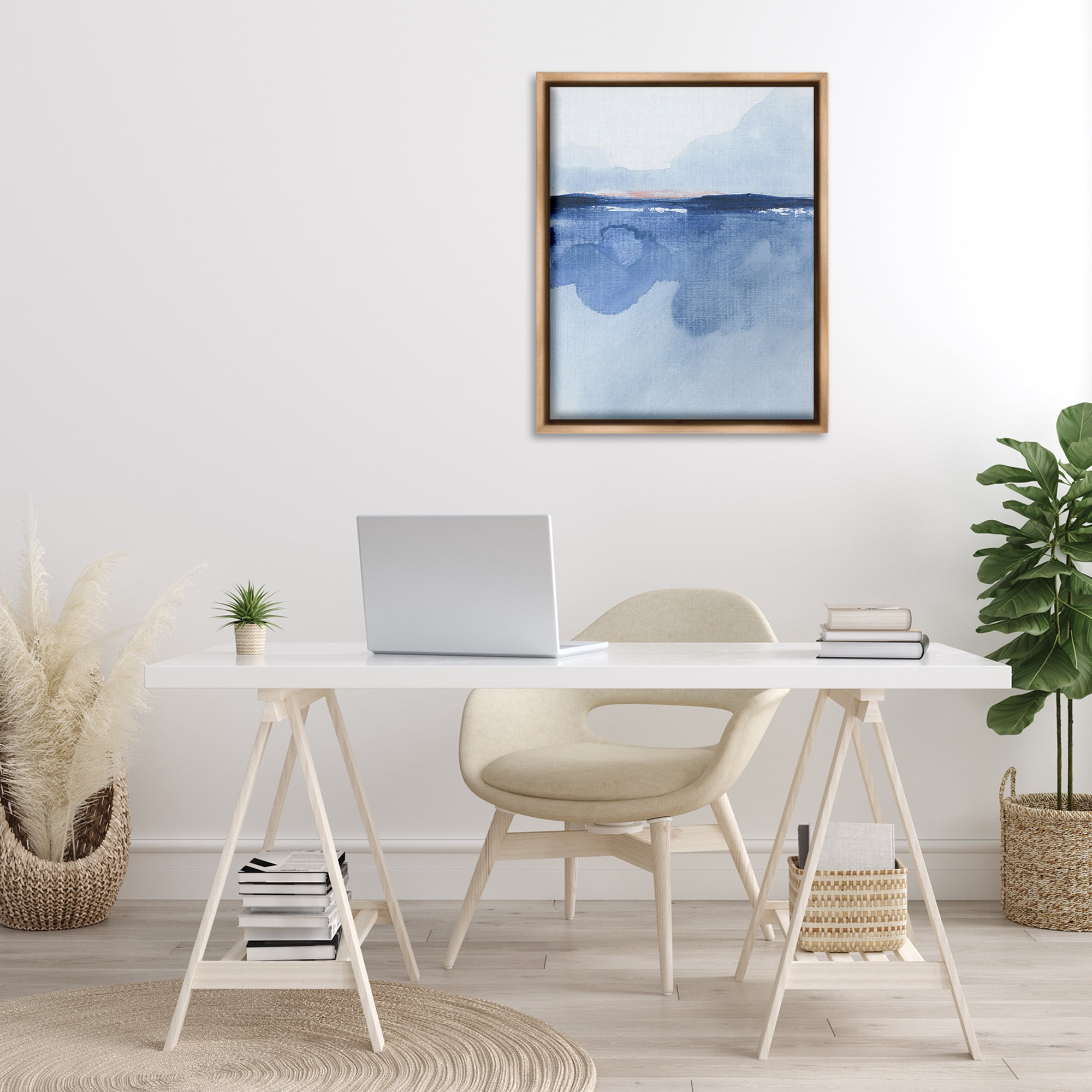 Stupell Industries Abstract Fluid Landscape Abstract Painting Brown Floater Framed Canvas Art Print Wall Art, 25 x 31
