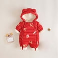 thumbnail image 2 of FYEGRE Combinaison d'Hiver à Capuche pour Bébés Garçons, Chaude, avec Fermeture Éclair, pour Temps Froid, Rouge 66, 2 of 9