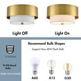 thumbnail image 5 of Claxy 2-Light Brass Drum Flush Mount Ceiling Light with Fabric Shade, 5 of 7