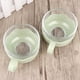 thumbnail image 3 of Paquete de 2 vasos de vidrio aislante reutilizables y portátiles para bebidas calientes con asas de paja de trigo, 3 of 8