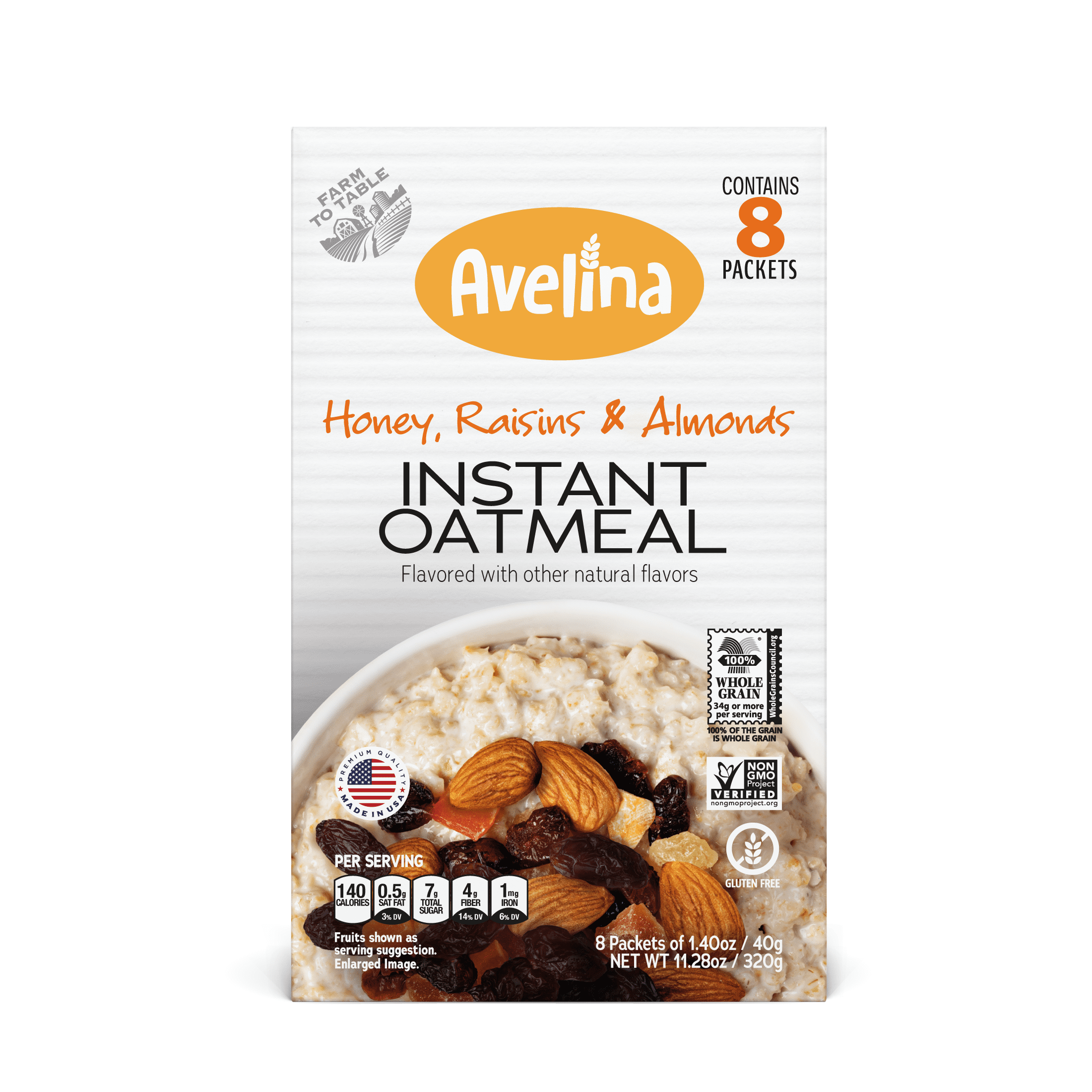 Avelina Flavored Instant Oatmeal GlutenFree Whole Grain, Sweetened