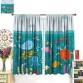 thumbnail image 3 of Blue Undersea Kids Curtains for Bathroom,Cute Funny Cartoon Sea Animal Ocean Theme Home Decor Window Drapes W42xL63in, 3 of 6