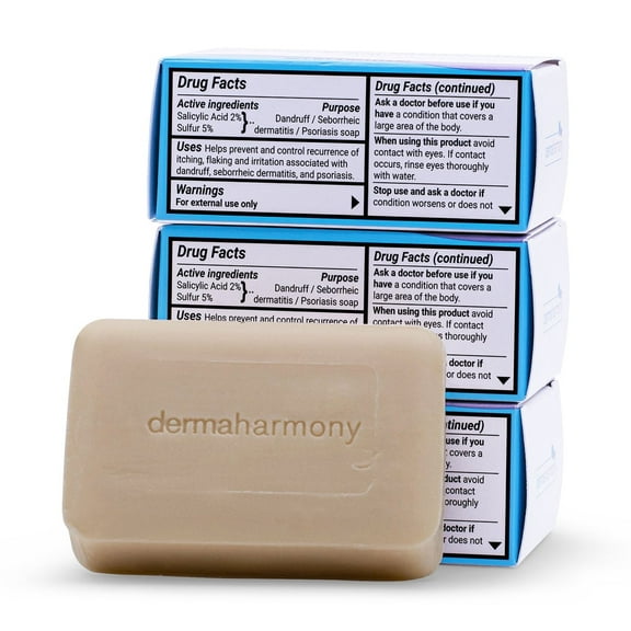 DermaHarmony 5% Sulfur and 2% Salicylic Acid Bar Soap - 4 oz (3 Bars)