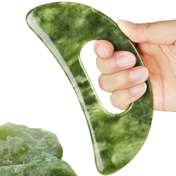 Herramienta de masaje Gua Sha CekPo Jade Stone con mango para cuerpo