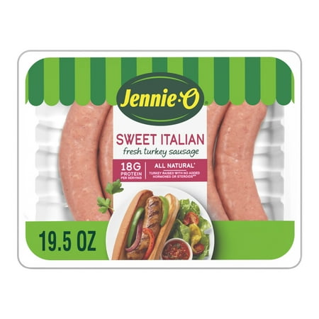 JENNIE-O Sweet Italian Fresh Turkey Sausage Links, All-Natural, Minimally Processed, Refrigerated, 19.5 oz Plastic Tray