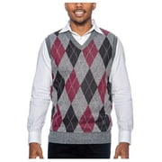 True Rock Men's Argyle V-Neck Sweater Vest (Charcoal/Burgundy/Blk, X-Large)