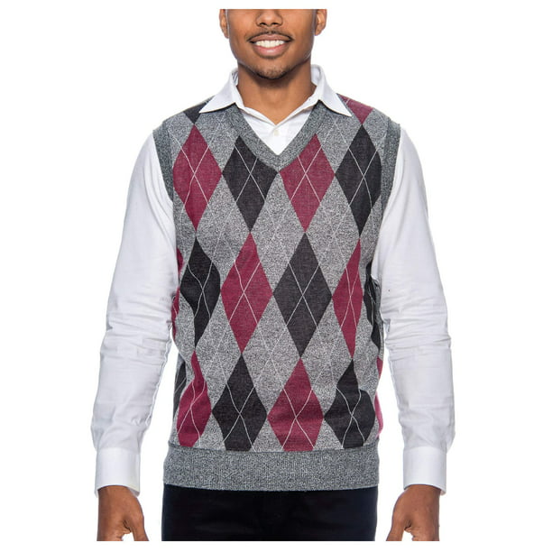 Verlaten Scorch registreren True Rock Men's Argyle V-Neck Sweater Vest (Charcoal/Burgundy/Blk, X-Large)  - Walmart.com
