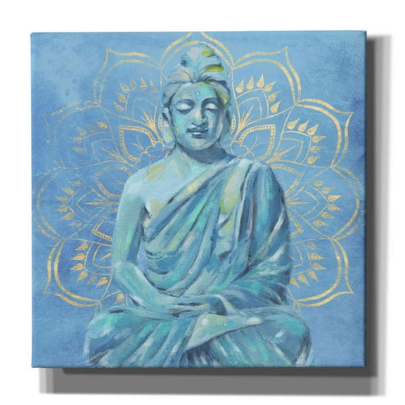 Epic Graffiti 'Buddha on Blue II' by Annie Warren, Canvas Wall Art, 18"x18"