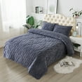 thumbnail image 2 of JML 3 Piece Sherpa Blanket For Bed,Winter Warm 3 Ply Fleece Borrego Blanket,Queen 75"x83",Grey, 2 of 8