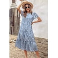 thumbnail image 3 of Dresses for Women Summer Casual Boho Dress Floral Print Ruffle Sleeve Midi Beach Dresses, 3 of 6