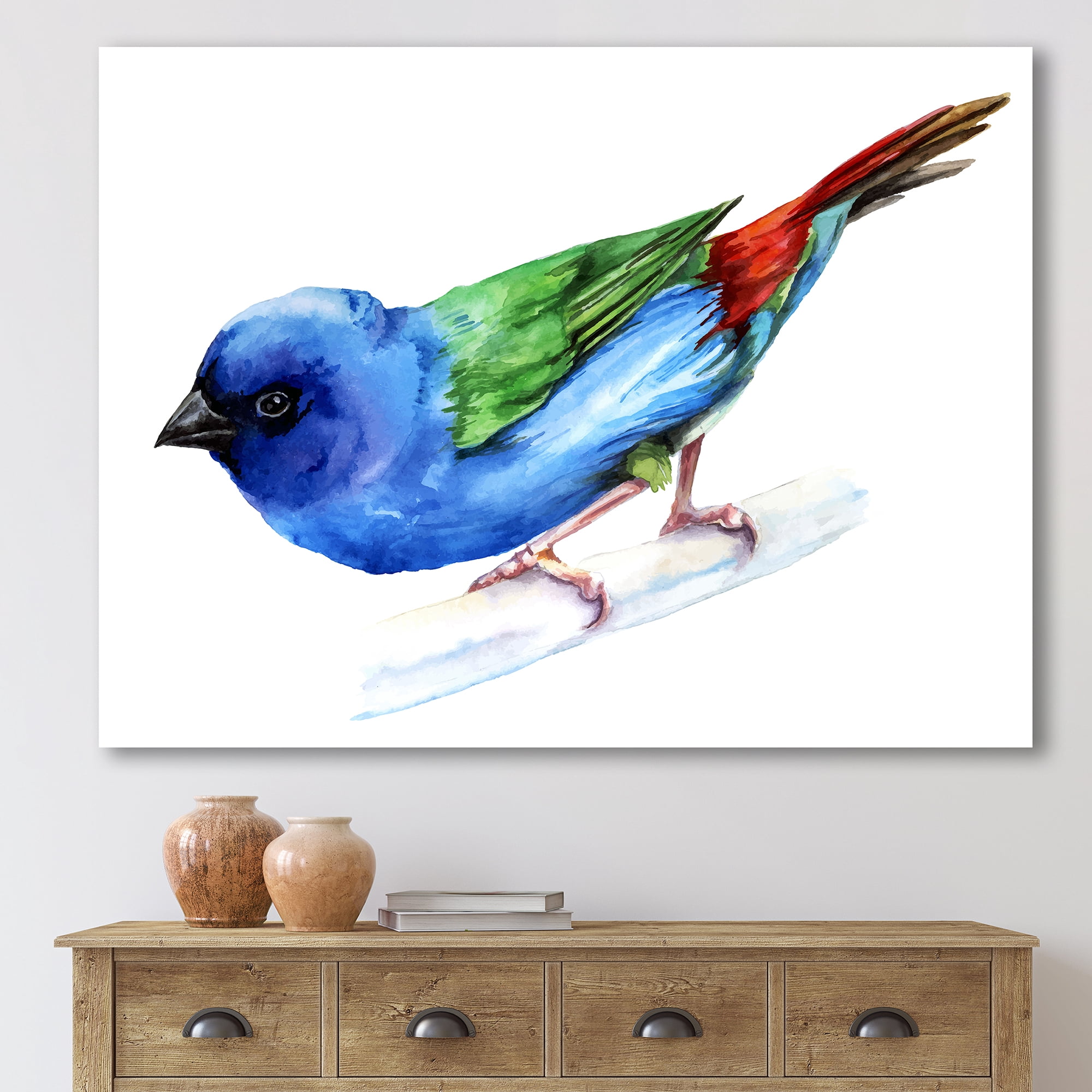 Designart ' Forbes Finch Bird On Branch ' Traditional Canvas Wall Art Print