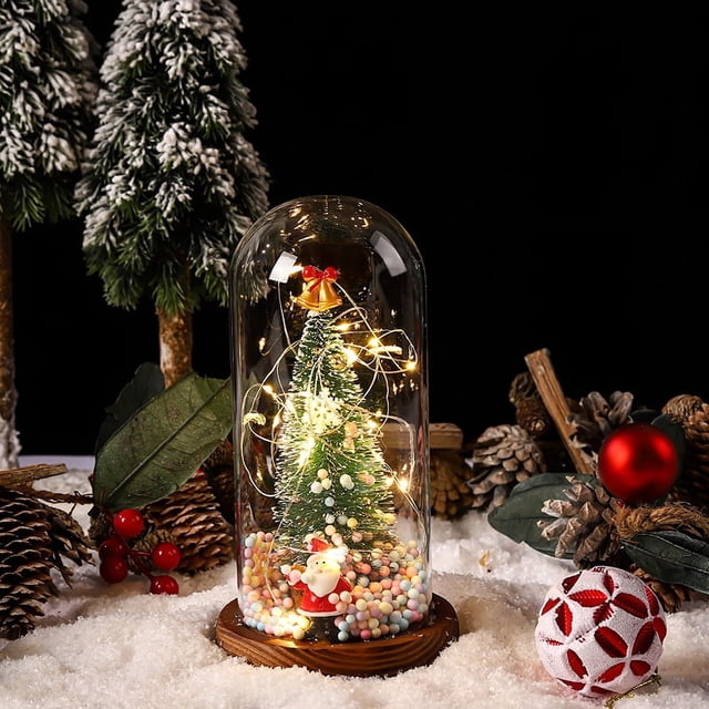 PVC Árbol de Navidad Resina Santa Claus Cubierta de vidrio Lámpara LED Adornos de regalo de Navidad, 11.5 * 11.5 * 21.5 CM Sailing Electrónica
