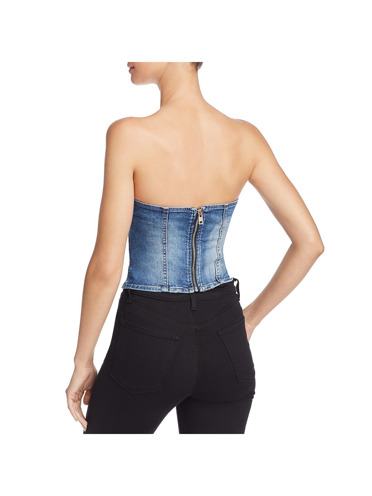 Guess Womens Denim Strapless Corset Top - image 2 of 2