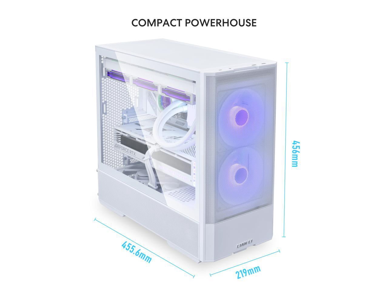 LIAN LI LANCOOL 207 Compact ATX RGB Gaming Computer Case, Tower Chassis w/ 2x140mm ARGB,2x120mm PWM Fans Pre-Installed, USB Type-C Port, Tempered Glass Side Panel (White) -- LANCOOL 207RW