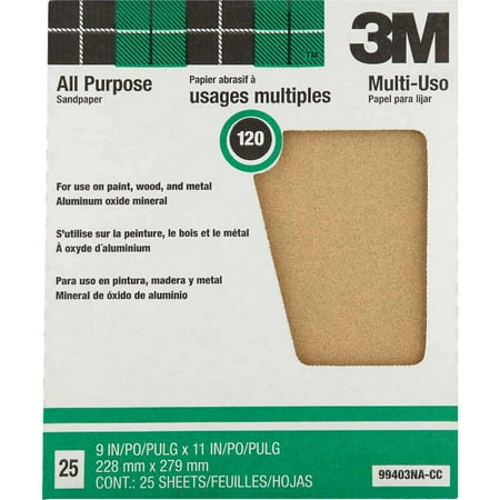 

3M All-Purpose 9 In. x 11 In. 120 Grit Fine Sandpaper (25-Pack)
