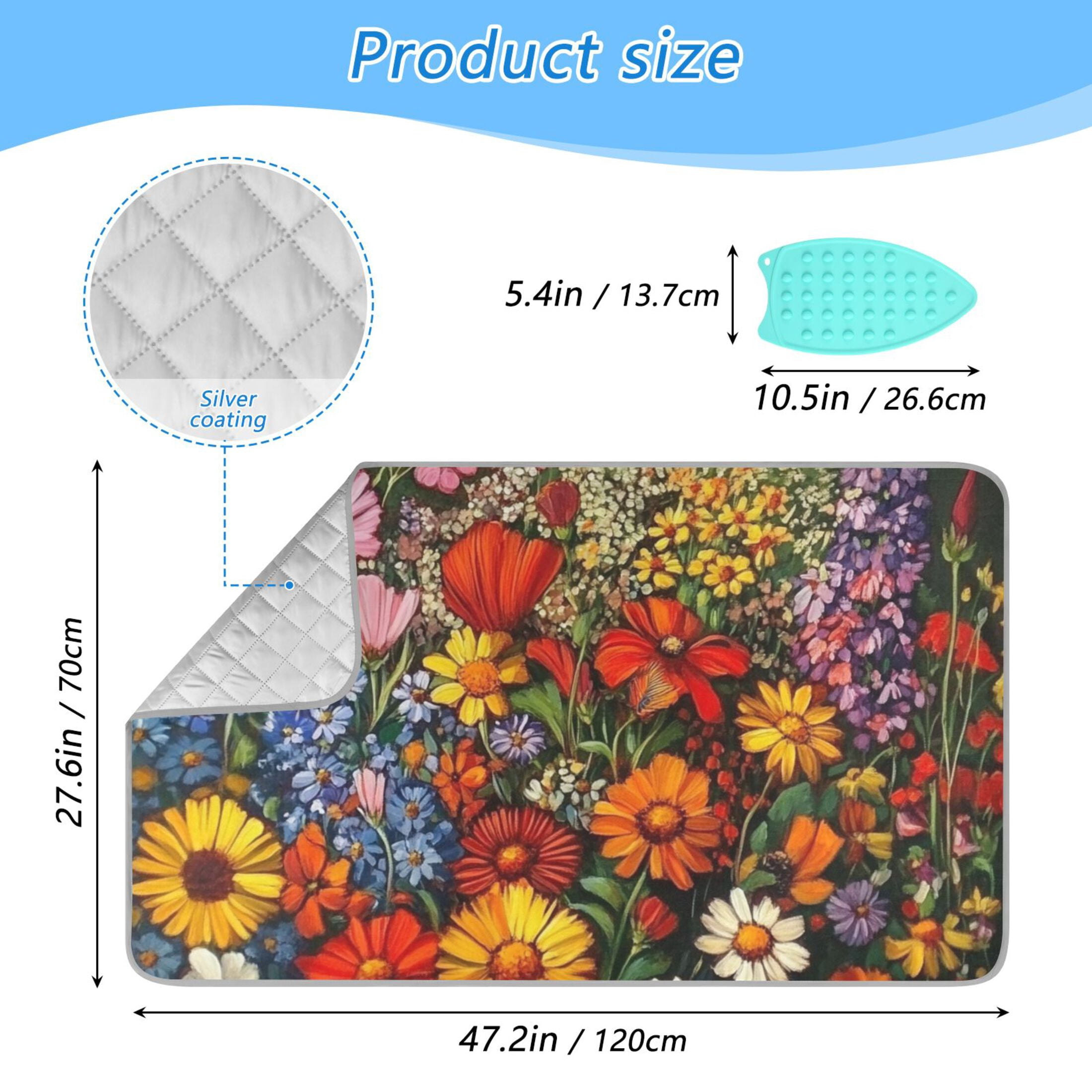 Bright Flowers Everywhere Ironing Mat Blanket for Table Top Travel Portable Ironing Board Pad 47.2x27.6 Inch