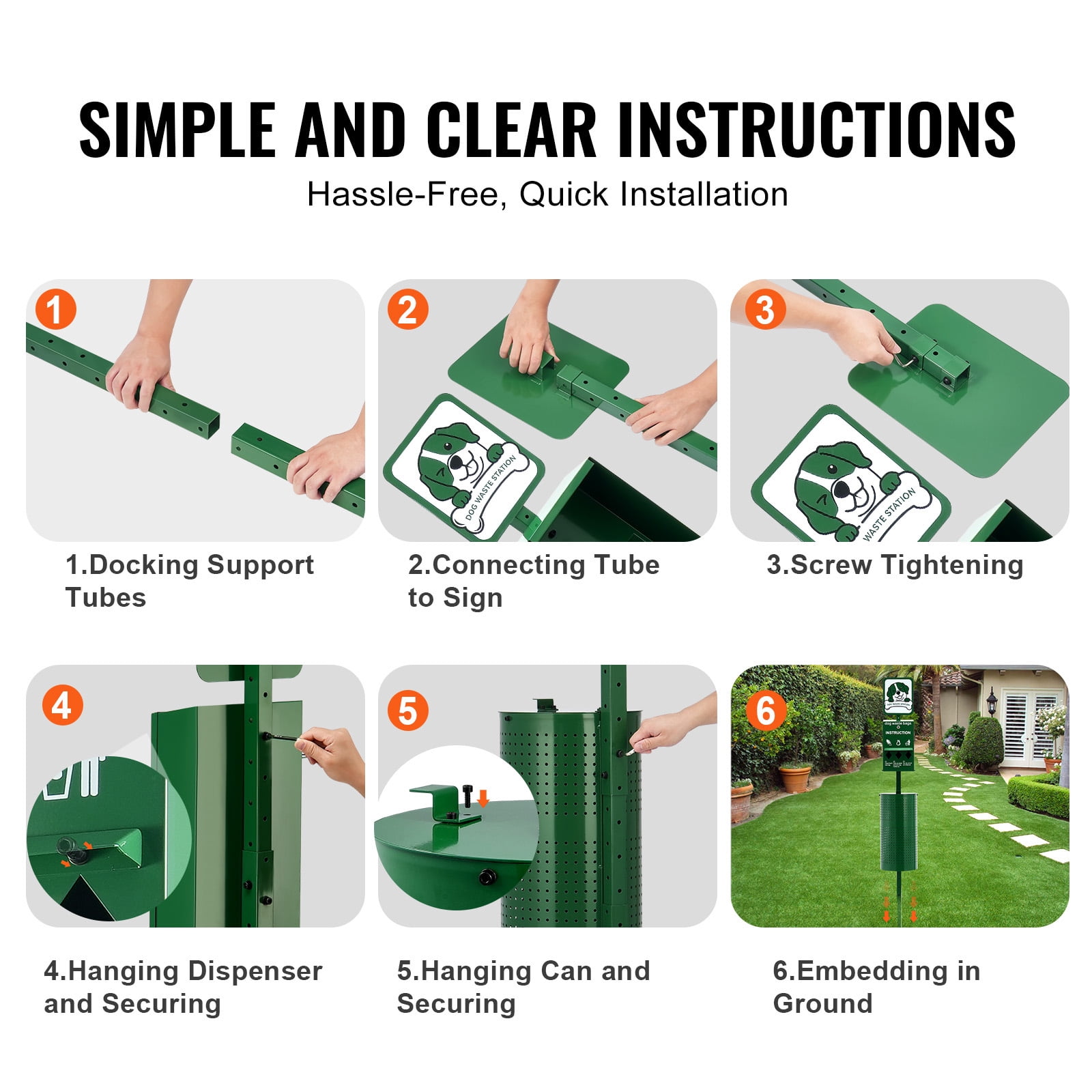 KFFKFF Canine Refuse Station, Business-grade Dog Excrement Station, 11.5 Gallons Animal Waste Container with 50 Bin Liners, Bag Distributor & 600 Disposal Bags