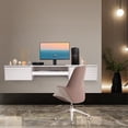 thumbnail image 2 of Wall Mounted Desk, Floating Wall Organizer with Pull Out Drawer, 15.5" D x 60" W x 9.5" H, Space-Saving Wall Organizer Computer Desk for Home Office (White), 2 of 9