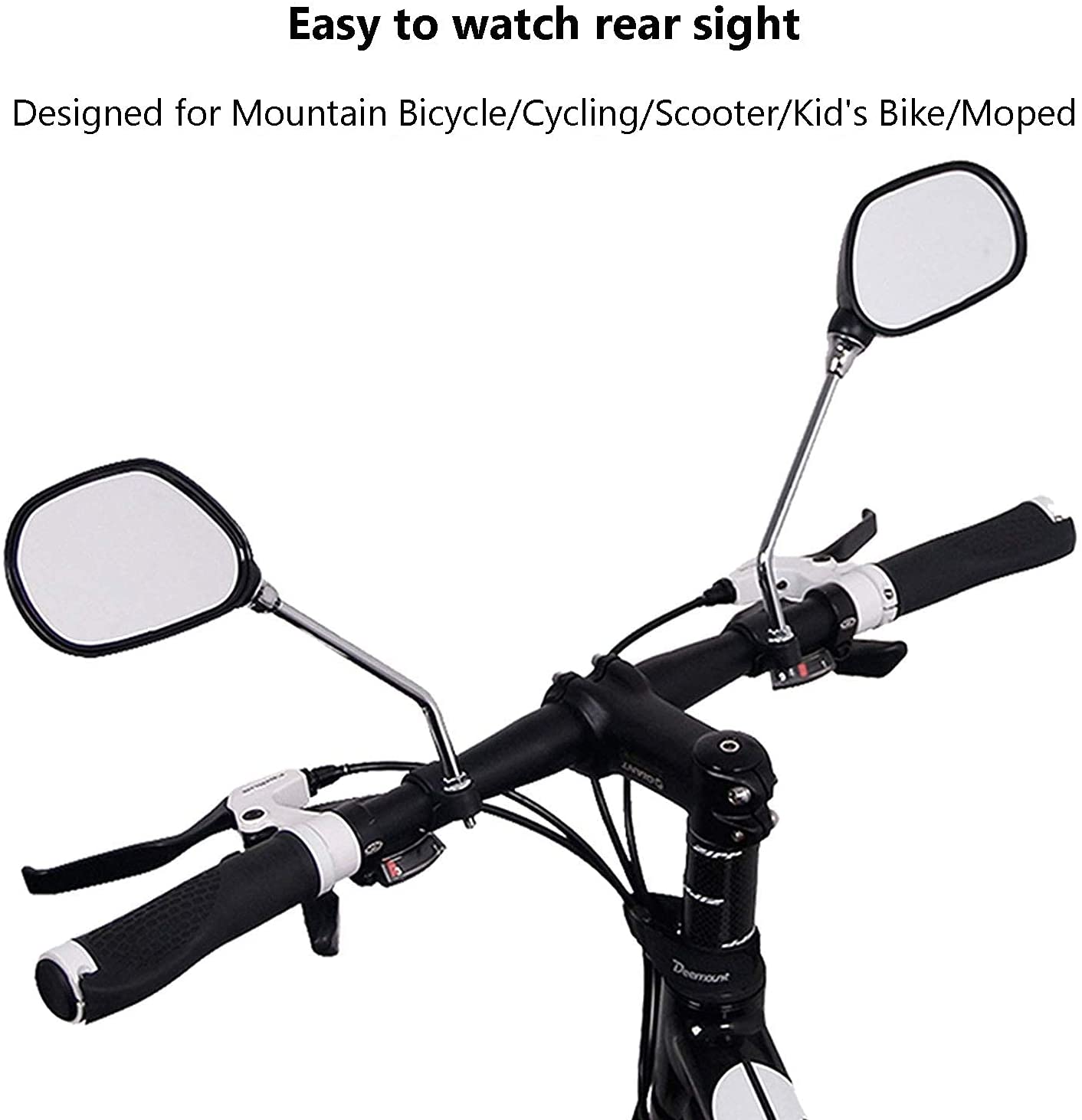 2 Rétroviseurs De Vélo Rotatifs 360° – Universels Pour Guidon 17,4-22 Mm – ABS Résistant – VTT, Ville, électrique