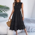 thumbnail image 7 of Women's 2026 Casual Loose Plain Maxi Sundress Smocked Elastic Waist Tank Dress Sleeveless Summer Beach Tiered Long Dresses, 7 of 7