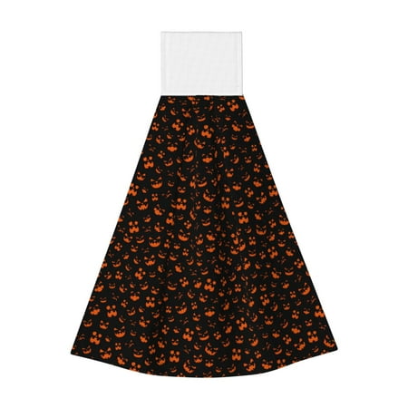 

Horeoi Spooky Pumpkin Face Print Coral Fleece Microfiber Hanging Hand Towel Absorbent Hand Towel Quick Dry Thicken Cleaning Cloths Wipes Rags for Kitchen & Bathroom