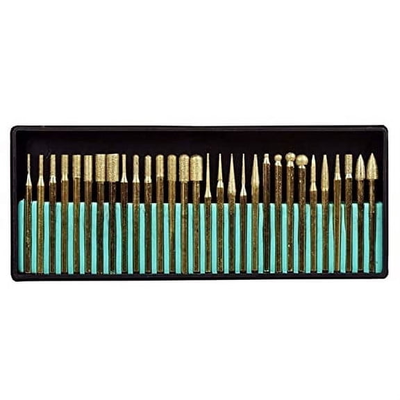 DRILAX Drill Bit Burr Set Diamond Coated Mixed Shapes Compatible with Dremel and Wen 30 Piece 1mm - 2mm - 3mm