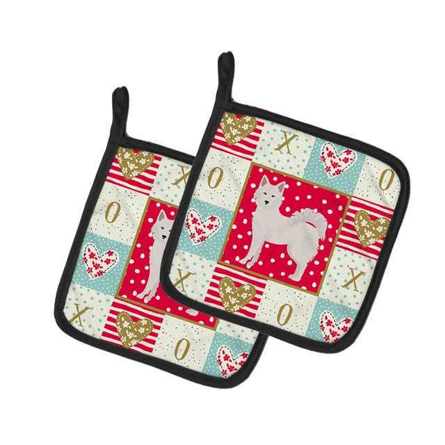 ""Caroline'S Treasures Ck5826Pthd Danish Spitz Love Par De Agarraderas Para Ollas Multicolor""