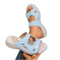 thumbnail image 7 of Wensltd Comfortable Wedge Sandals Women Summer Soft Soled Solid Color Casual Outdoor Beach Walking Comfort Slippers Light Blue, 7 of 7
