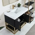 thumbnail image 6 of Bianco 36" Wood Vanity in Black Oak with Composite Stone Top with Mirror, 6 of 13