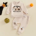 thumbnail image 2 of GCETTIC Cute Baby Boy Outfits Toddler Baby Boy Clothes Long Sleeve Sweatshirt Pants Set Fall Winter Outfits Beige,0-3 Months, 2 of 9