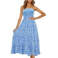 thumbnail image 2 of SMihono Robe Maxi Bohème d'Été pour Femmes Grande Taille Robe Longue Imprimée Florale Bohème Sans Bretelles pour Fête Robe de Plage, 2 of 9