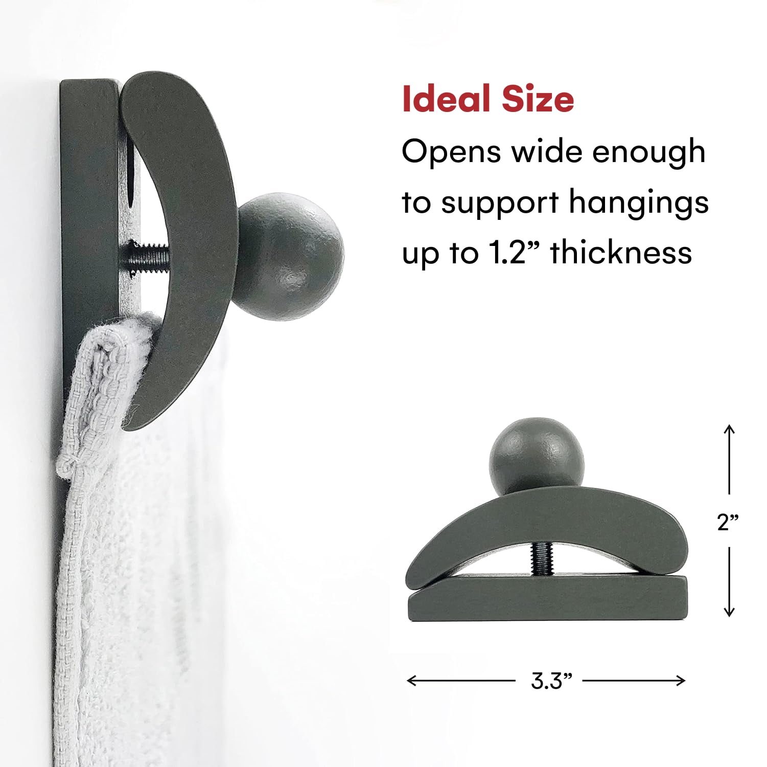 Precise Gray Quilting Clips - 4 Large Wooden Clamps with Screws for Wall Hangings - Tapestry and Quilt Hangers for Wall - Precision Quilting Tools