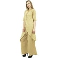 thumbnail image 6 of Phagun Asymmetrical Kurta Kurti Solid Beige Indian Clothing With Palazzo Pant-12, 6 of 6