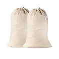 thumbnail image 2 of Paquete de 2 bolsas de lavandería de algodón extragrandes, bolsas de lavandería grandes y resistentes, bolsa organizadora de viaje con cordón XL de 24 x 36 pulgadas, para cesta de campamento (beige, p, 2 of 2