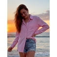 thumbnail image 2 of Women's Long Sleeve Button Down Shirt, Classic Collared Pocket Blouse, Loose Versatile Commute Top, Casual Office Women, 2 of 9