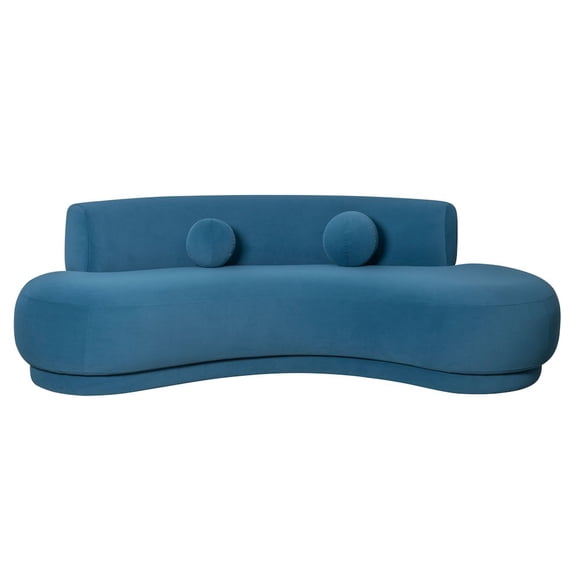 Armen Living Oakland 97.5 in. 3-Seater Sofa in Blue Fabric with Oval Seat