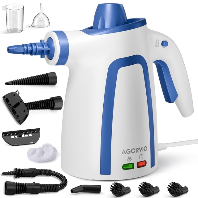 Limpiador a vapor AGORVIO de mano 1050 W, cable de 4 m, 11 accesorios