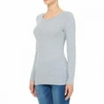 thumbnail image 3 of Women's Plain Basic Solid LongSleeve T shirt Crew Neck Round Neck Stretchy Cotton Tee, 3 of 4