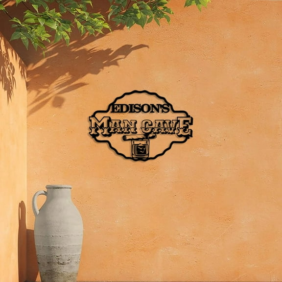 Custom Personalized Man Cave Metal Sign, Custom Name Sign, Laser Cut Wall Art Decor Home Bar Whiskey Cigar Art Birthday