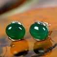 thumbnail image 4 of UDIYO Fashion Women Natural Green Agate Stone Inlaid Plated&nbsp;Stud Earrings Jewelry Gift, 4 of 6