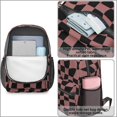 thumbnail image 4 of Pink and Black Wavy Checkered Pattern 17" School Backpacks for Teens,Waterproof Oxford Fabric,S-Shape Padded Straps for School,Travel,Hiking,Camping, 4 of 6