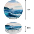 thumbnail image 1 of FMSHPON Hand Drawn Blue Sea Waves Summer Beach Oil Painting Art Set of 8 Round Coaster for Drinks, Absorbent Ceramic Stone Coasters Cup Mat with Cork Base for Home Kitchen Room Coffee Table Bar Decor, 1 of 6
