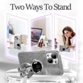 thumbnail image 3 of for iPhone 13 Case Astronaut, Clear Cases for iPhone 13 with Glitter Paper & Spaceman Stand, Women Girls Cute Electroplated Sparkly Space Phone Cover for 13 Silver, 3 of 12