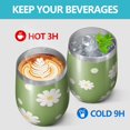 thumbnail image 4 of 12oz Stemless Wine Tumblers Green Daisy Flower Yellow Centers Pattern Vacuum Insulated Stainless Steel Travel Tumbler Cups Mug with Lid and Straw for Champaign,Cocktail,Beer with Cleaning Brush, 4 of 5