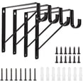 thumbnail image 1 of Lot de 4 Supports Robustes pour Tablette et Tringle de Garde-Robe, Supports Muraux pour Tablette de Garde-Robe, Supports de Tablette de Garde-Robe 11 x 11 Pouces avec Support pour Tringle, Noir, 1 of 6